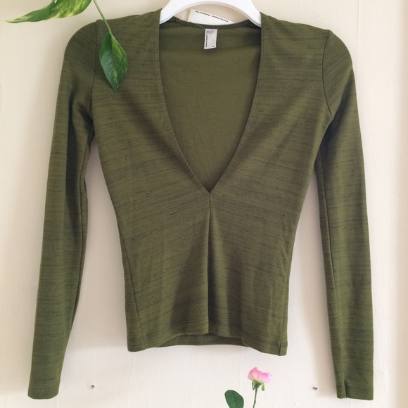 American Apparel Green Low Vneck 